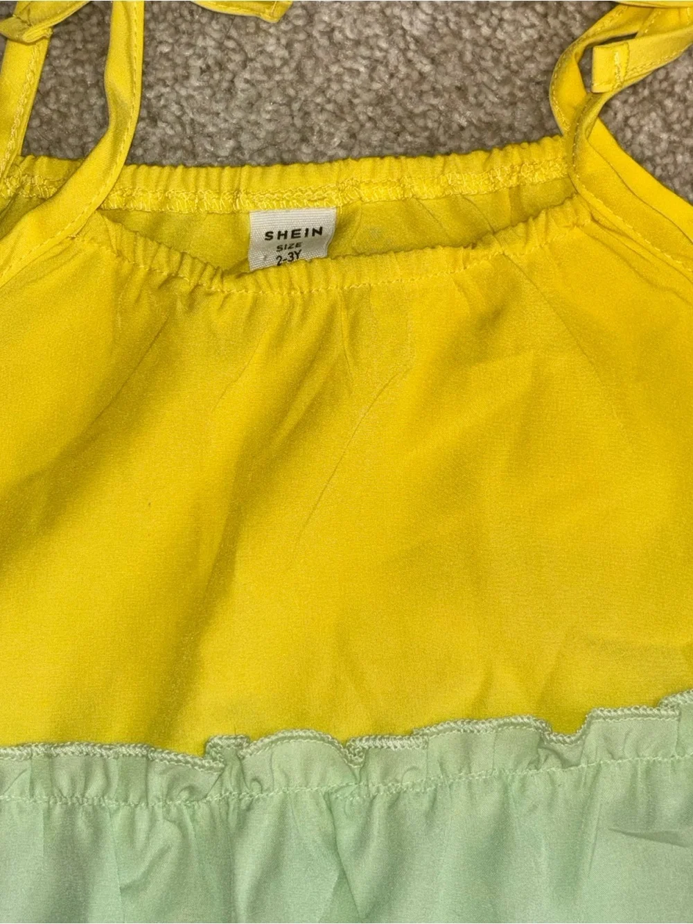 SHEIN Girls Tiered Sundress in Yellow, Mint, and Pink